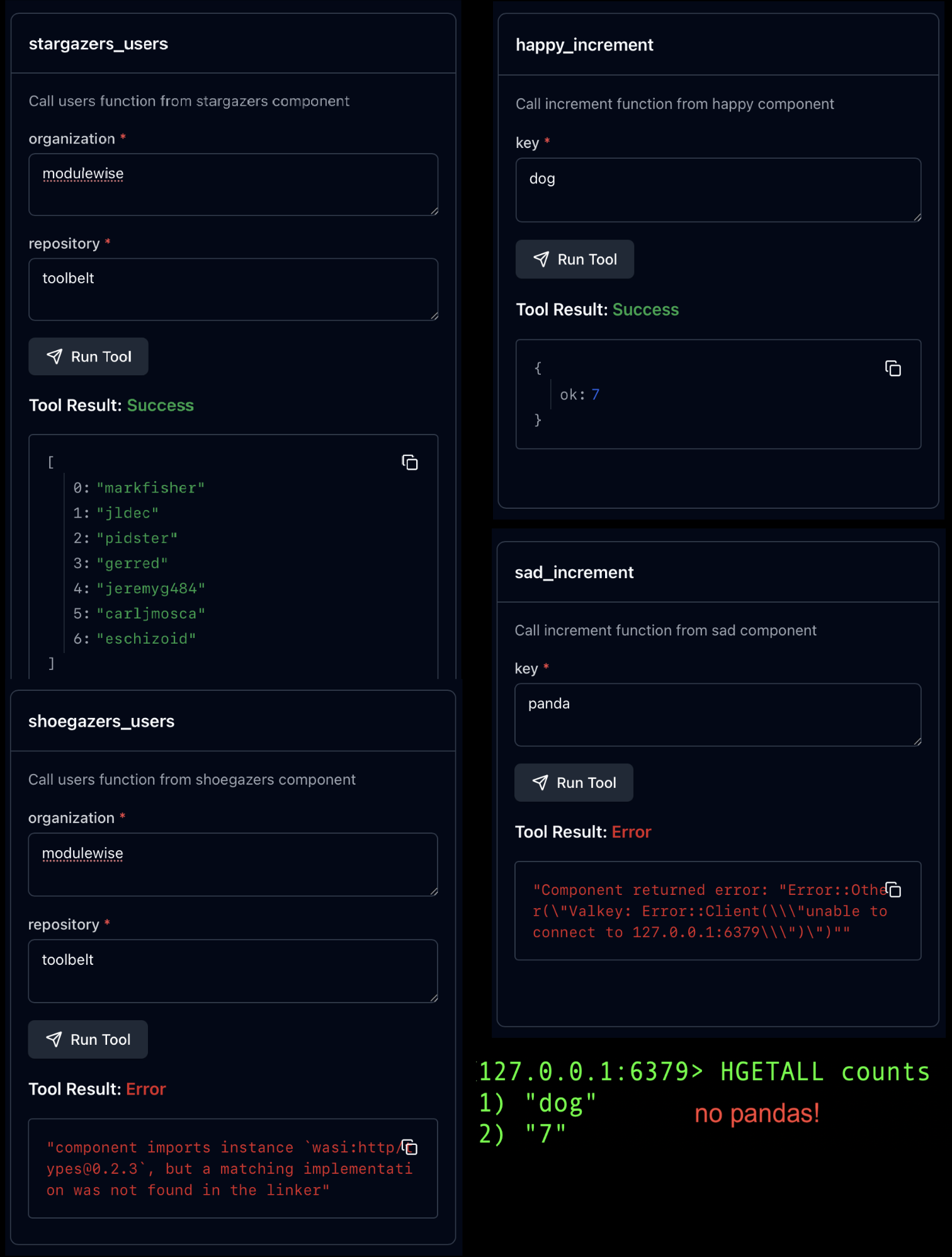 All Tools Running and Two Have Errors